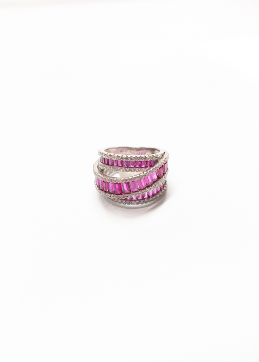 Aveline Accent Ring - Pink Stone