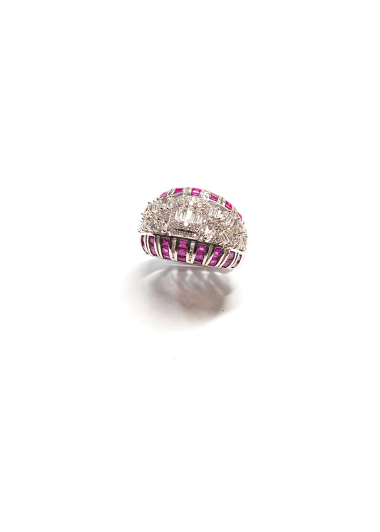 Ruby & Crystal Dome Ring