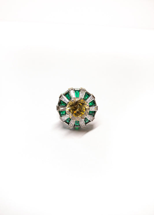 Emerald & Diamond Halo Ring