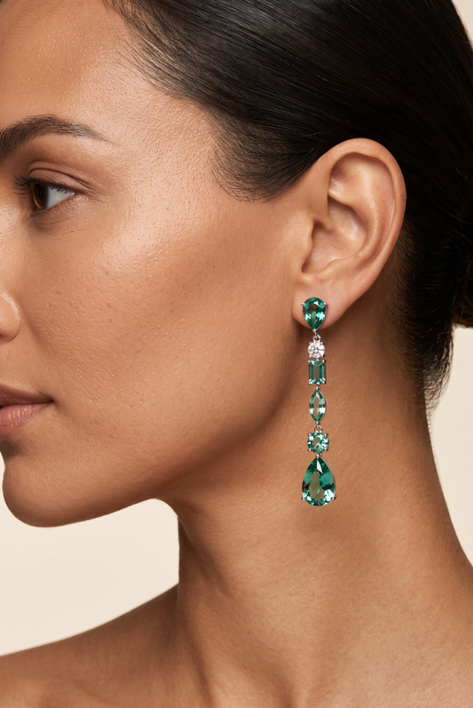 Aqua Cascade Statement Earring