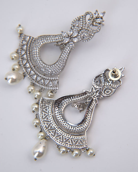 Royal Teardrop Chandelier Earrings with Dangling Pearls