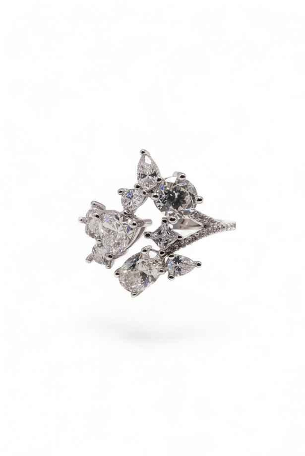 The Celestial Cluster — Multi-Cut Diamond Constellation Ring