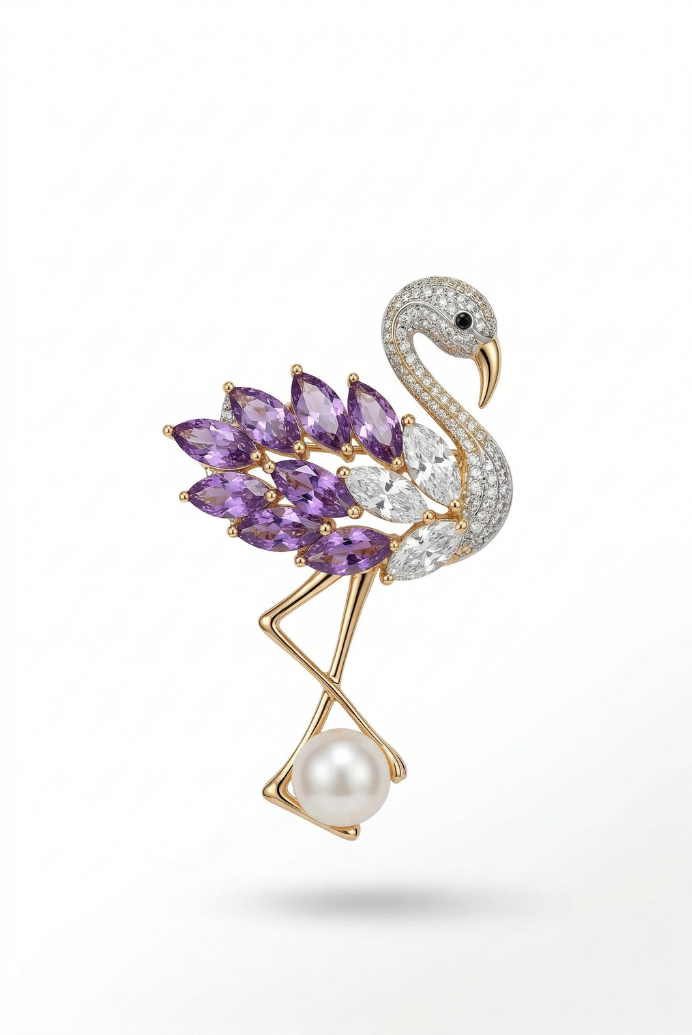 Purple Flamingo Brooch