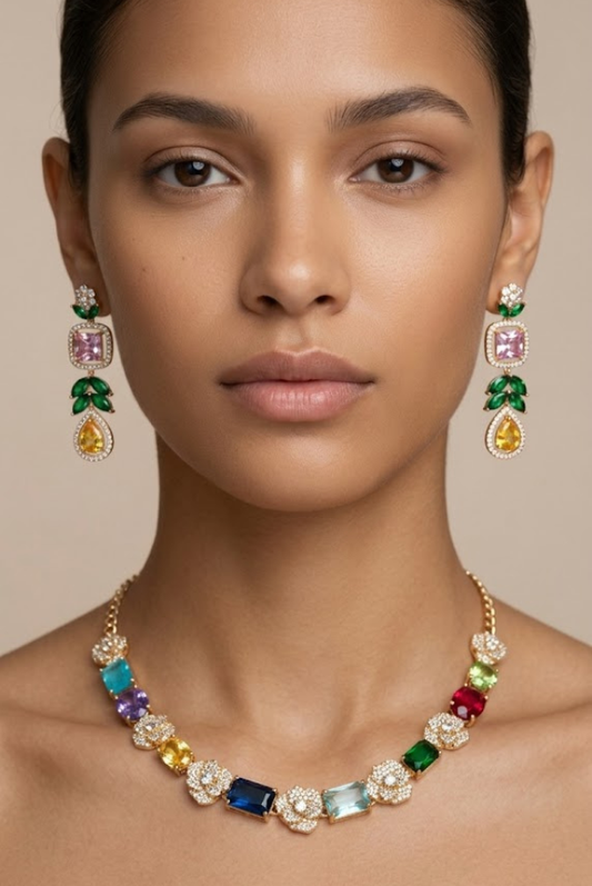 Celestial Multicolor Crystal Necklace Set