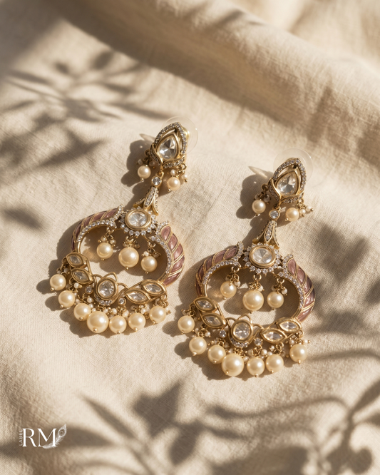 Pearl Crescent Statement Earrings