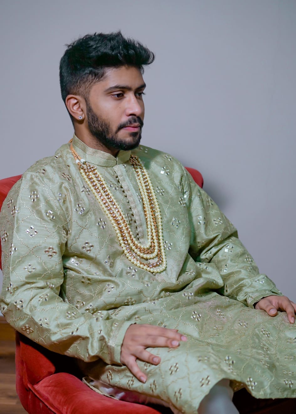 Ivory mala studded with Pearls and Kundans - LABELRM