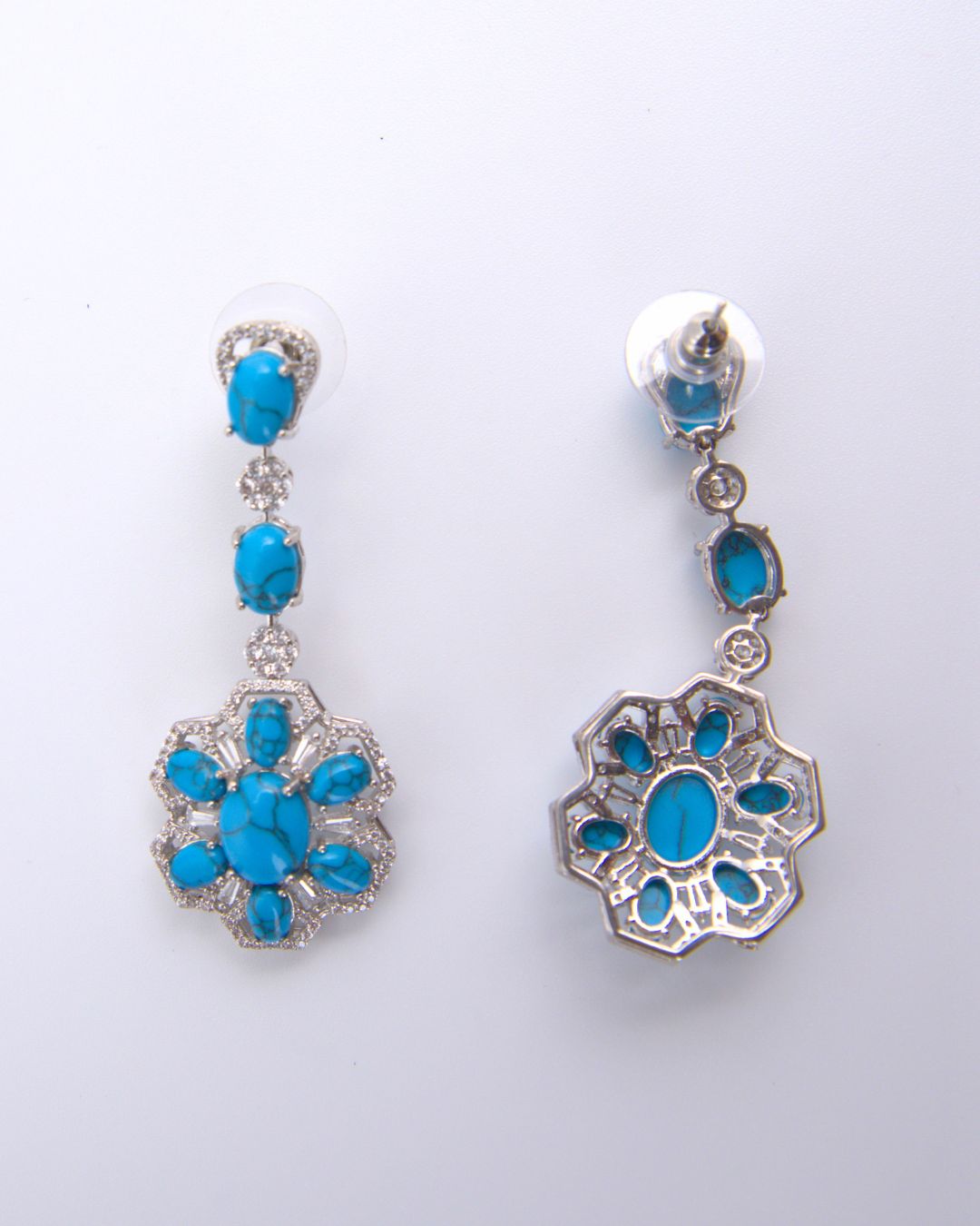 Turquoise Floral Drop Earrings
