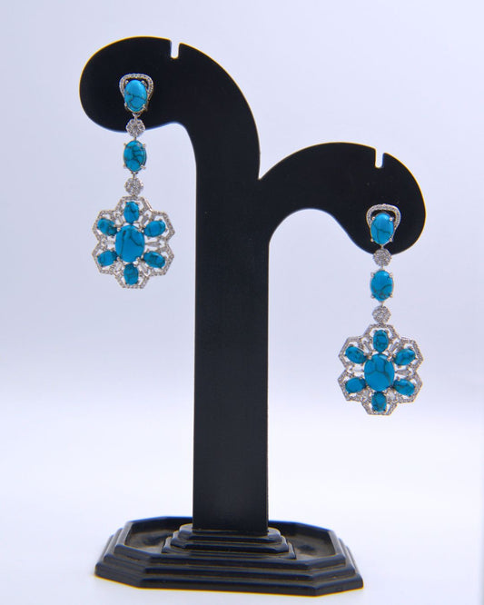 Turquoise Floral Drop Earrings