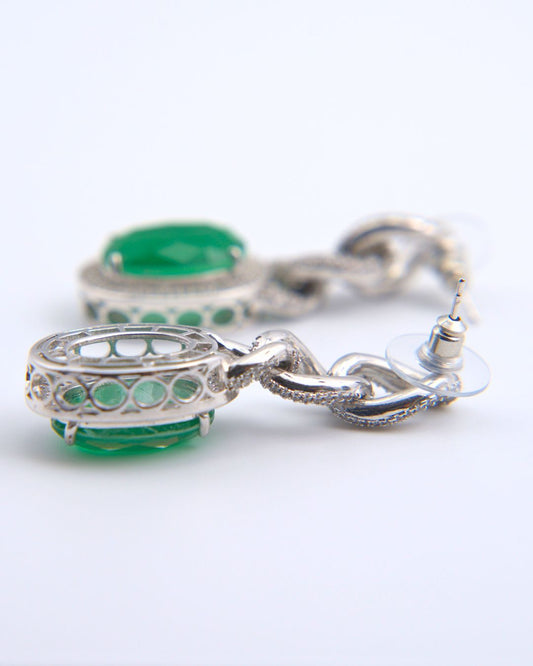 Emerald Green Oval Drop Earrings