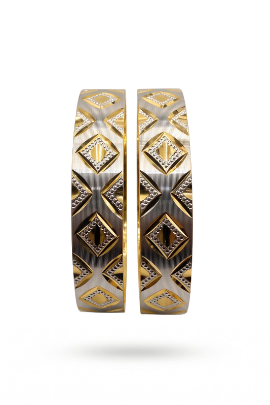 Two-Tone Diamond Crest Bangle Pair