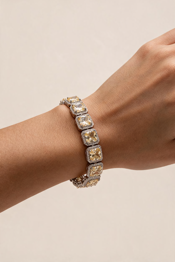 Soleil Champagne Halo Tennis Bracelet