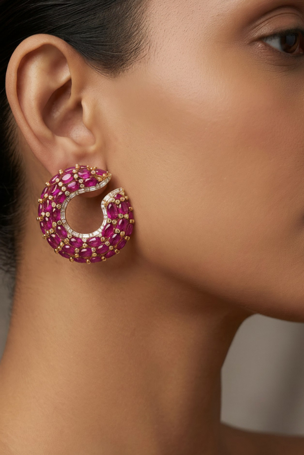 Ruby Sculpted Hoop Earrings