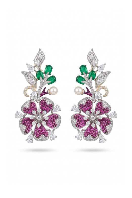 The Peony Bloom Rhodium-Tone Necklace Set