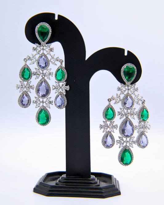 Emerald & Lavender Teardrop Chandelier Earrings
