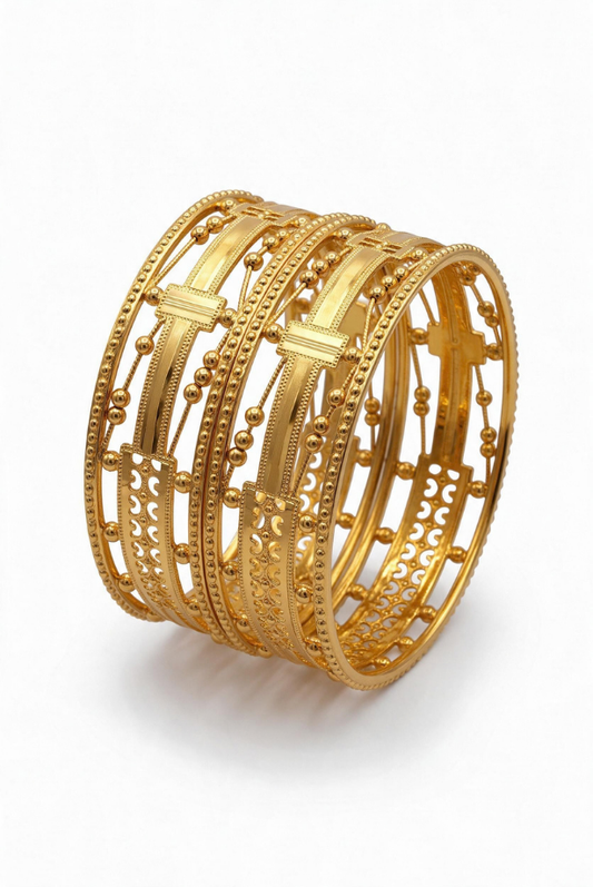 Gold Filigree Heritage Bangle Set