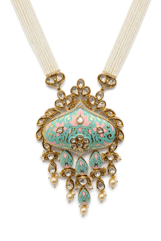 Pastel Lotus Pearl Mala Necklace Set