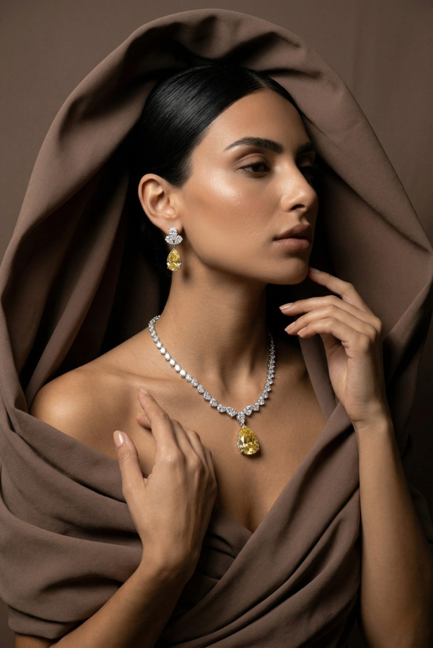 Golden Nights Solitaire Necklace set – Dubai Luxury Essentials