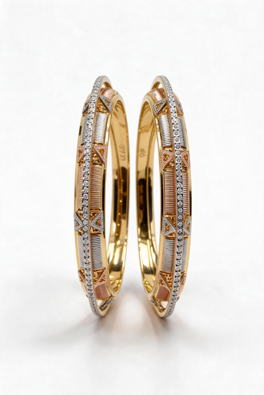Tri-Tone Regal Spark Bangle Pair