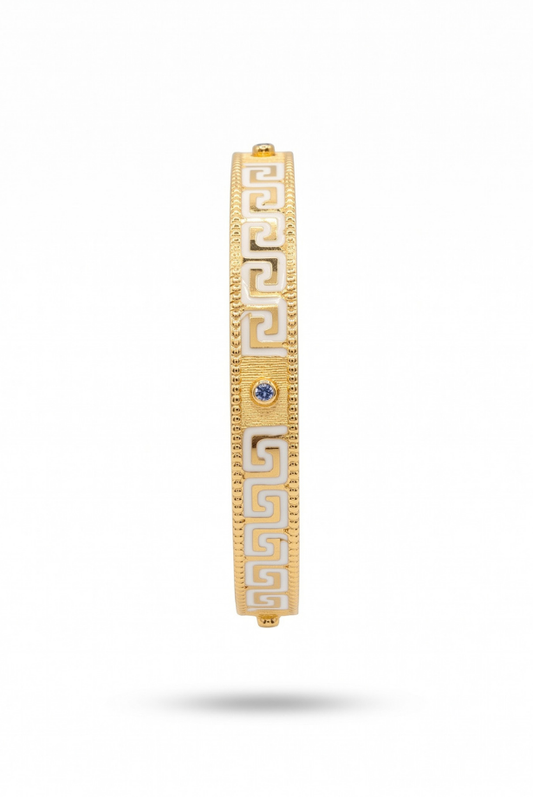 Ivory Grecian Gold Hinged Bangle