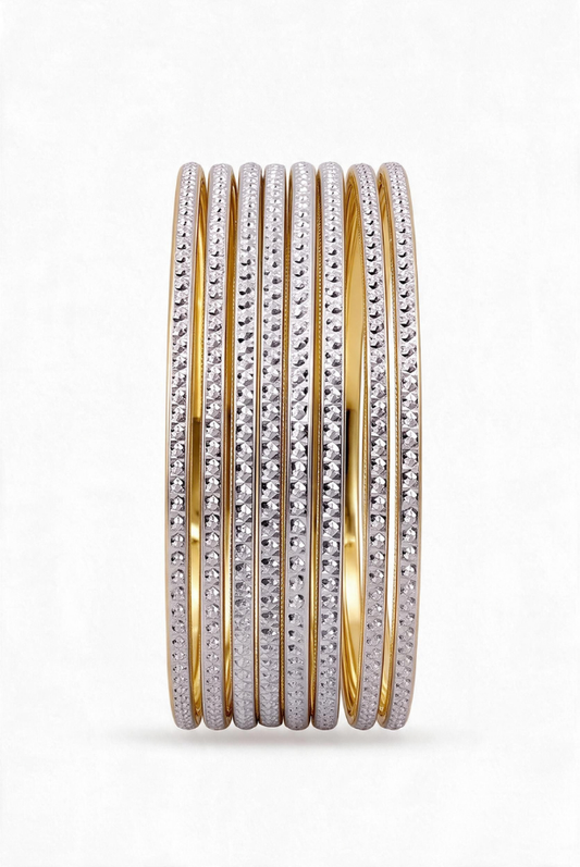 Two-Tone Silver Shimmer Bangle Stack