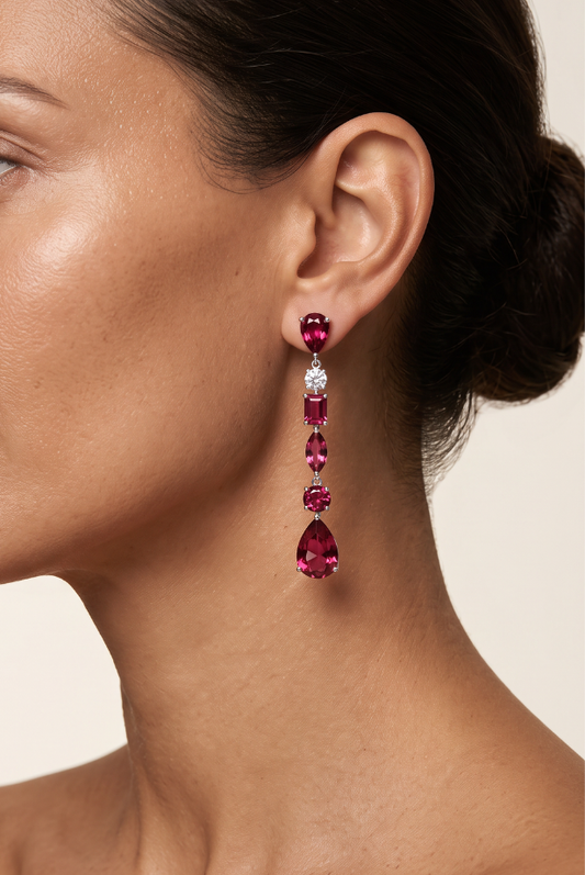 Ruby Cascade Statement Earring