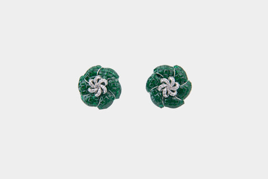 Emerald Bloom Floral Stud Earrings