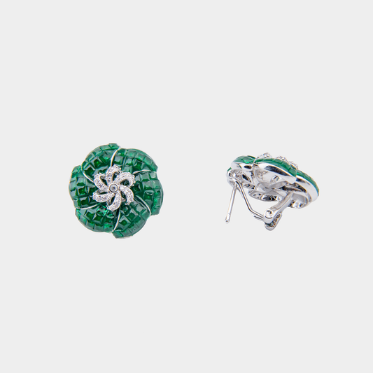 Emerald Bloom Floral Stud Earrings