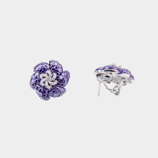Amethyst Bloom Floral Stud Earrings