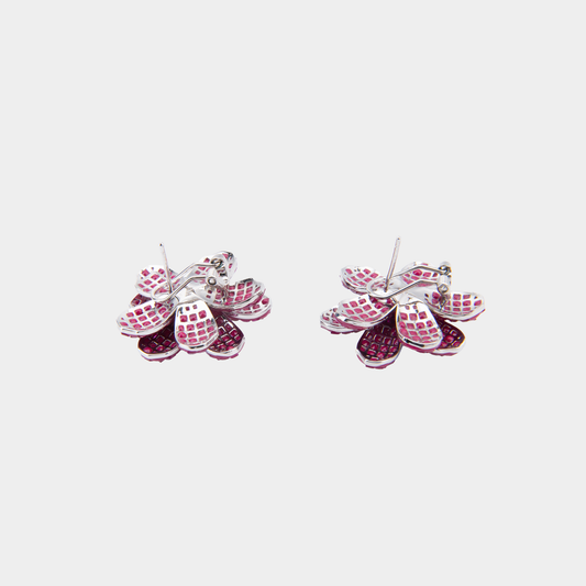 Ruby Frost Floral Stud Earrings