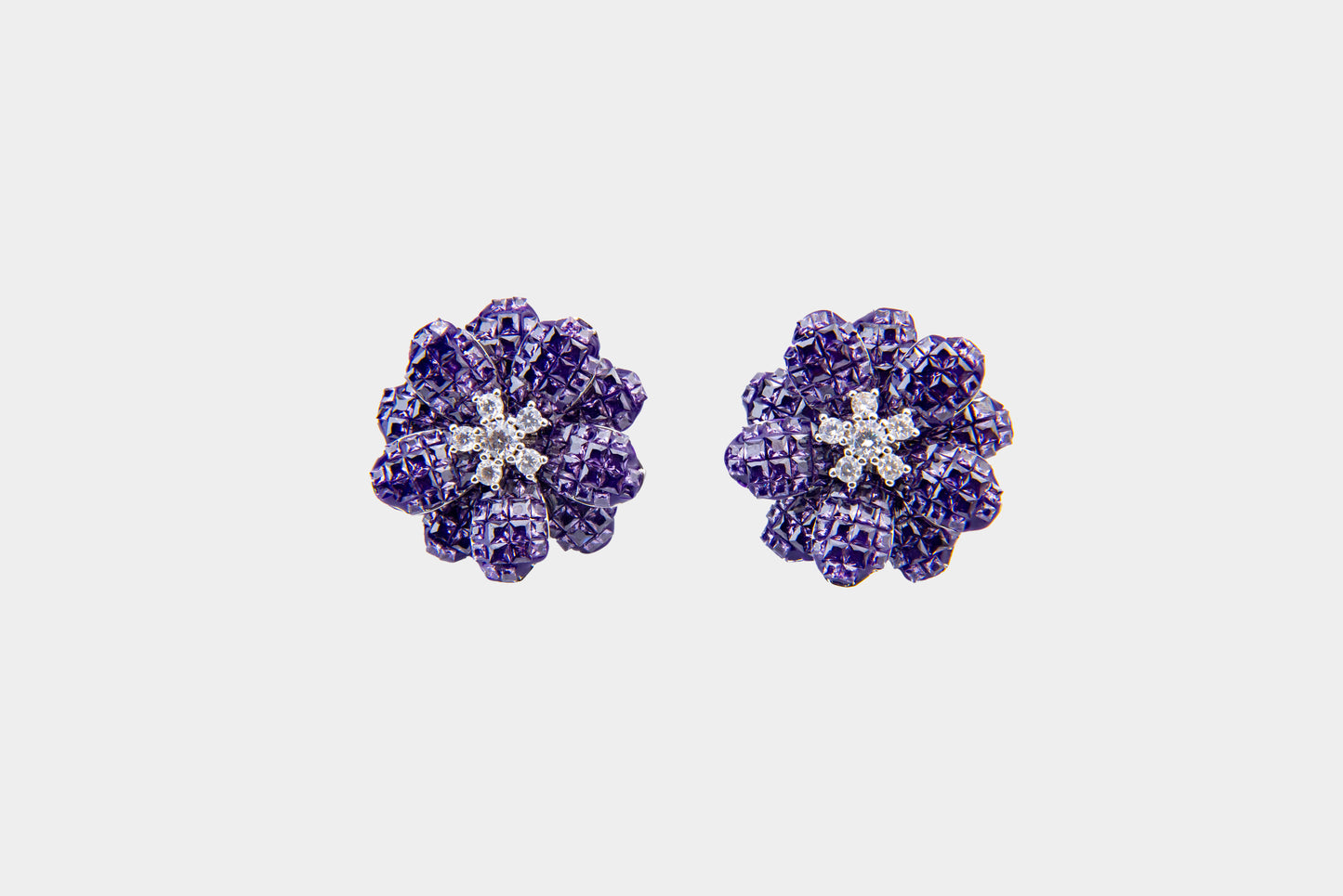 Purple Snowbloom Floral Stud Earrings