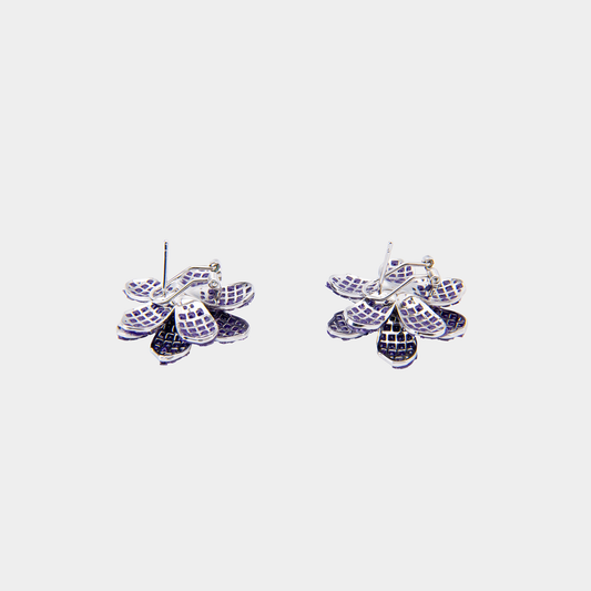 Purple Snowbloom Floral Stud Earrings