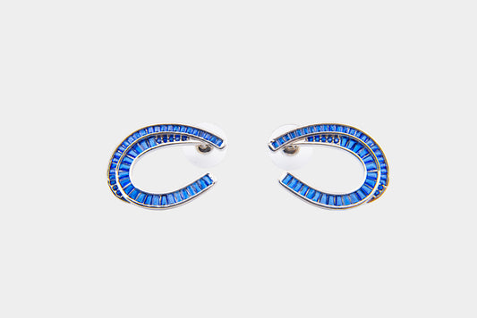 Sapphire Baguette Loop Earrings