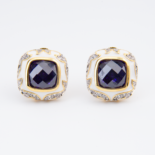 Royal Blue Cushion Cut Stud Earrings
