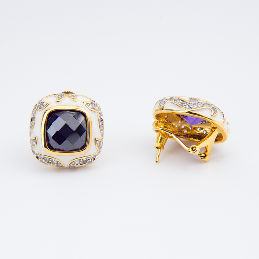 Royal Blue Cushion Cut Stud Earrings