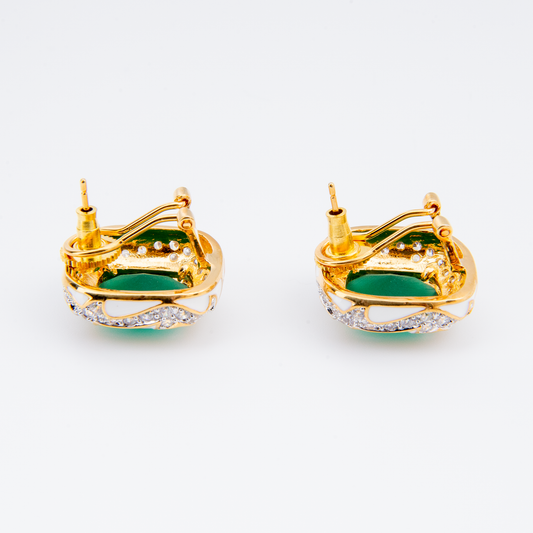 Emerald Cushion Cut Stud Earrings