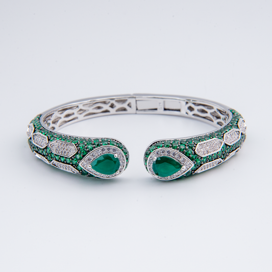Verdant Mirage Open Cuff Bracelet