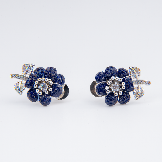 Imperial Floré Bleu Nuit Floral Earrings