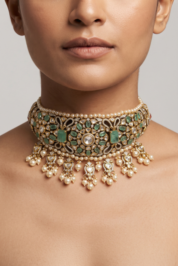 Emerald Empress Kundan Choker Set