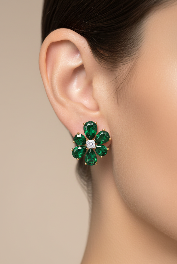 Emerald Fleur Earring