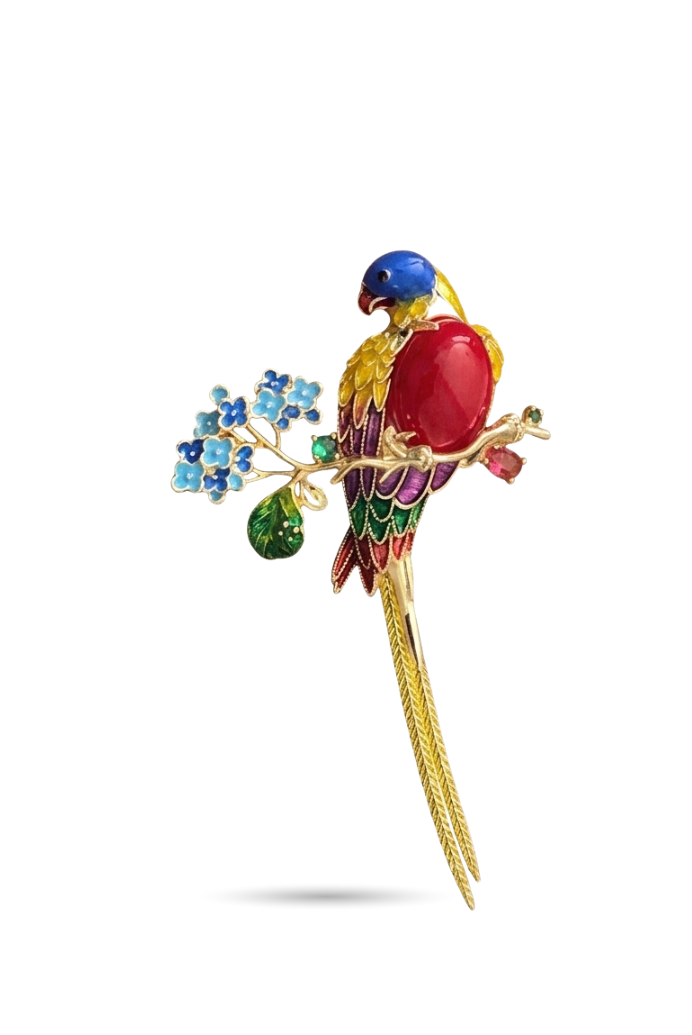 Enamel Parrot Brooch