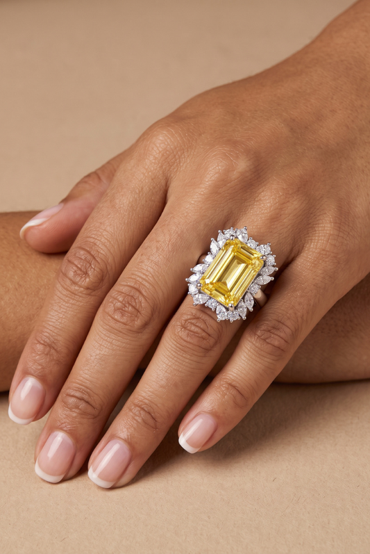 Imperial Citrine Yellow Doublet Statement Ring