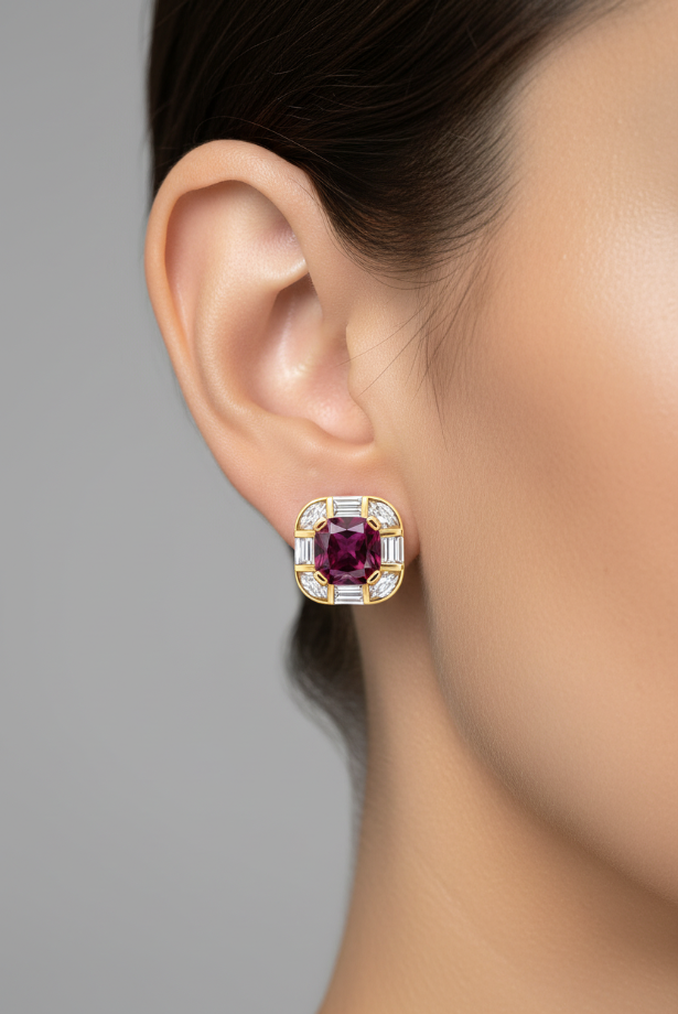 Berry Wine Cushion Statement Studs