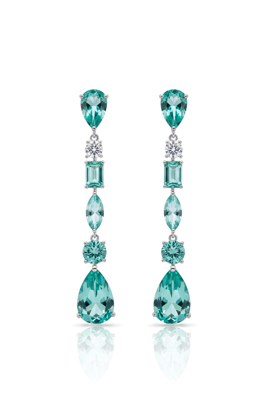 Aqua Cascade Statement Earring