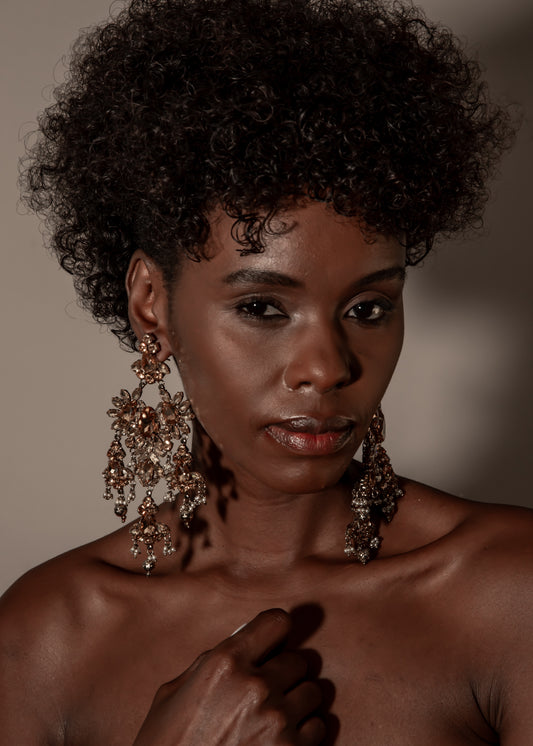 Regal Golden Crystal Chandelier Earrings
