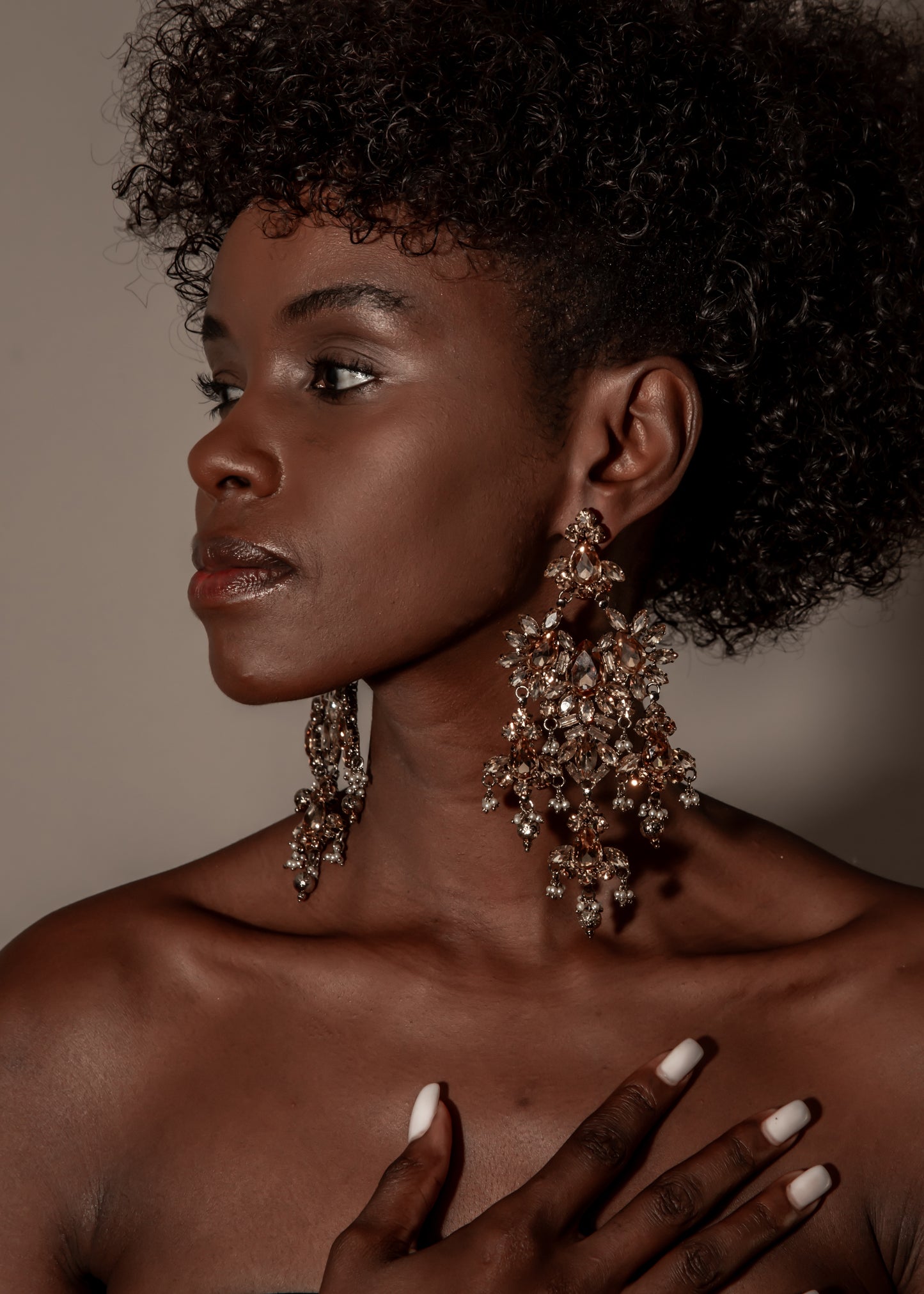 Regal Golden Crystal Chandelier Earrings