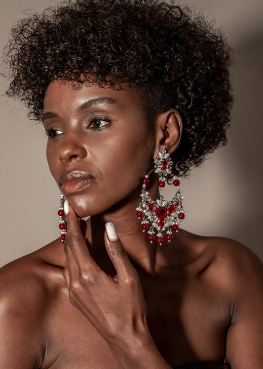 Radiant Red Crystal Chandelier Earrings