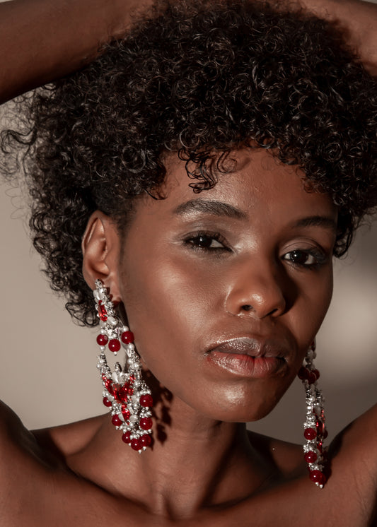 Radiant Red Crystal Chandelier Earrings