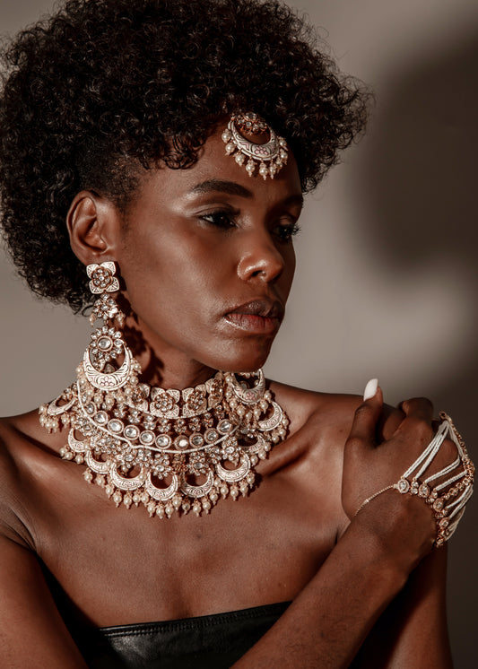 Grand Kundan Polki Pearl and Meenakari Bridal Set