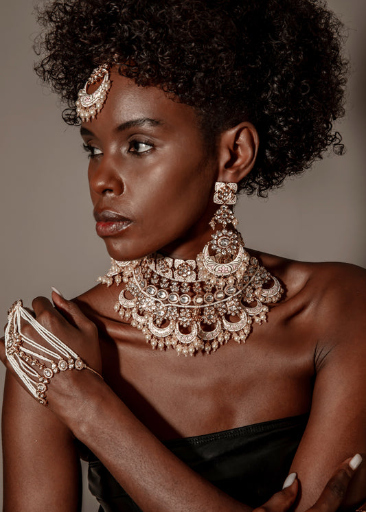 Grand Kundan Polki Pearl and Meenakari Bridal Set