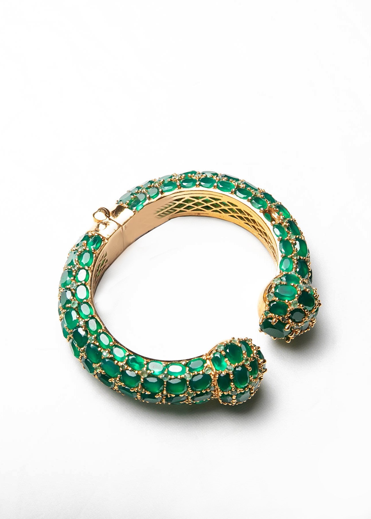 Emarald Green Quartz Bangle With Natural Gemstones - LABELRM